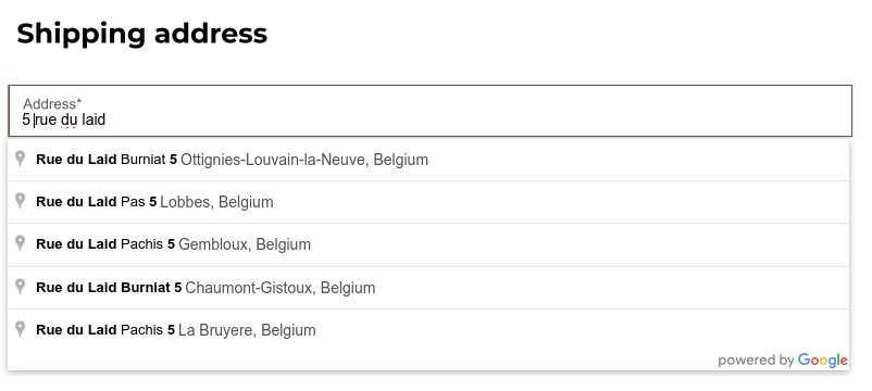 یک نمونه تکمیل خودکار آدرس