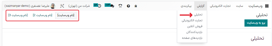 سوئیچ وب سایت در گزارش تحلیلی