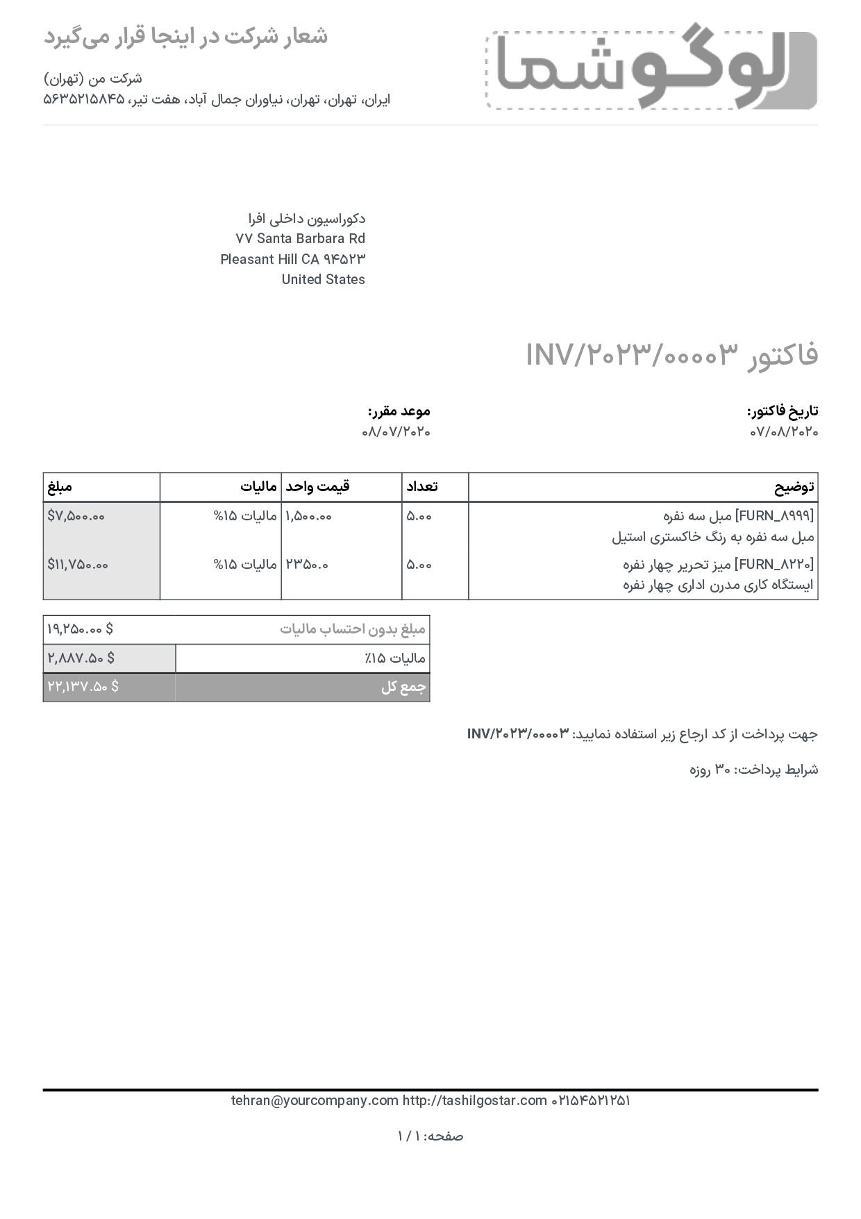 نمونه طرح گزارش کادربندی شده