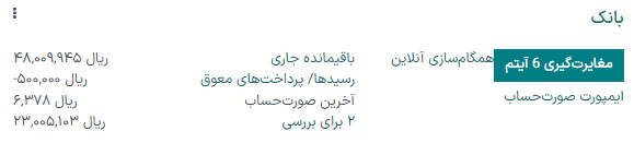 دفاتر روزنامه در داشبورد حسابداری و برخی از دکمه‌های عملیاتی