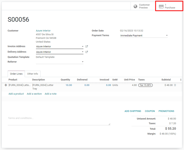 سفارش فروش دراپ‌شیپینگ با دکمه هوشمند خرید در گوشه بالا و چپ.