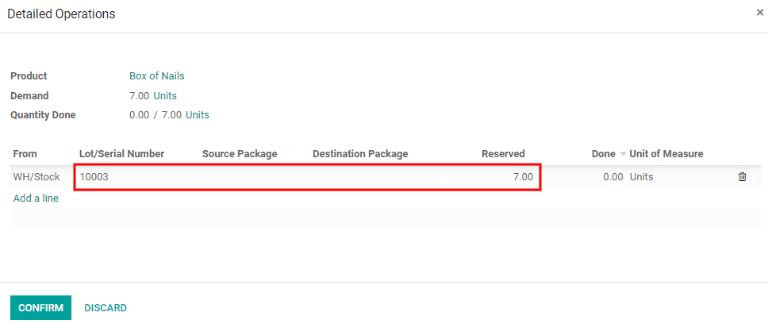 جزئیات عملیات نشان می‌دهد که کدام سری‌ها برای برداشت انتخاب می‌شوند.