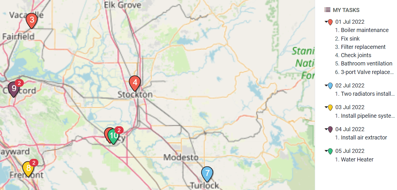 نمای نقشه برای مدل وظیفه