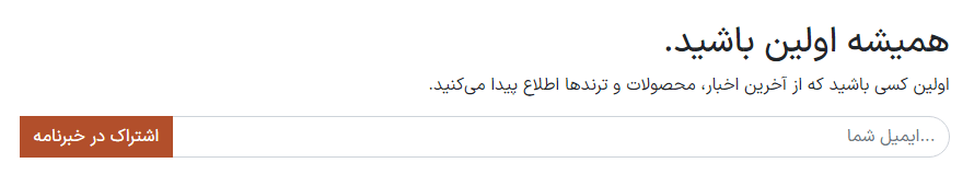 نمایی از بلوک خبرنامه نمونه در برنامه وب سایت سازمان‌یار.