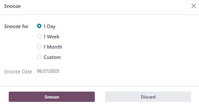 گزینه تعویق برای خاموش کردن اعلان سفارش مجدد با مدت زمان مشخص.