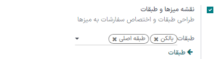 نمایی از ویژگی مدیریت میز. نحوه مدیریت و ایجاد طبقات برای پایانه فروش