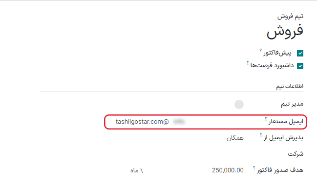 پیکربندی تیم‌های فروش