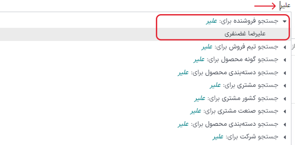 جستجوی مقدار مشخص در گزارش تحلیل فروش
