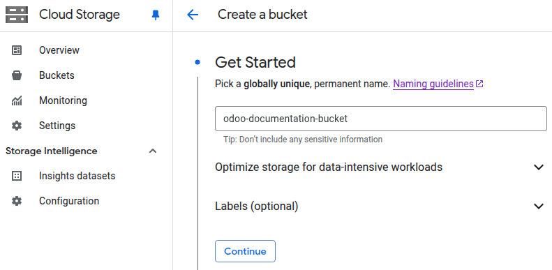ایجاد یک باکت