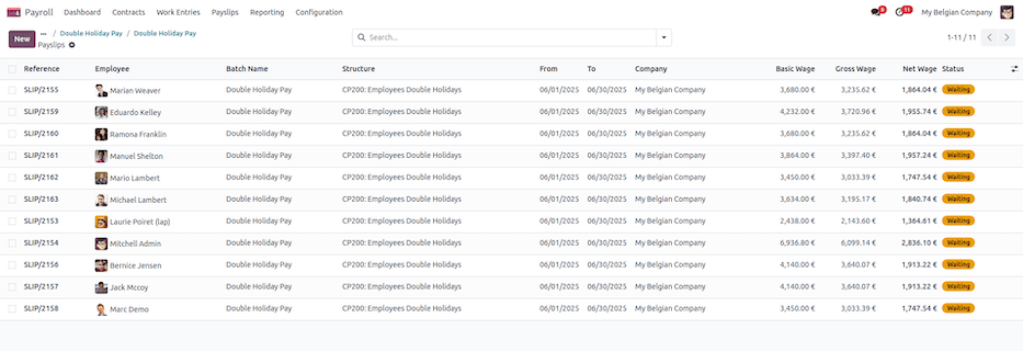Double Holiday Payslips.