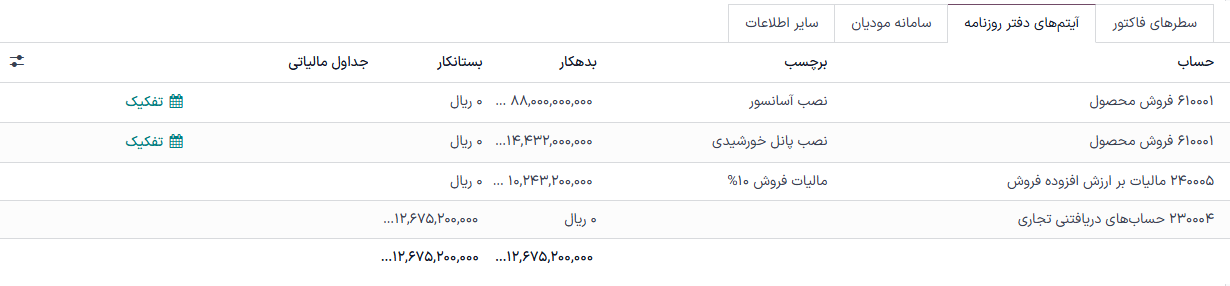 ثبت دفتر روزنامه اعلامیه بستانکاری، سند حسابداری فاکتور را معکوس می‌کند