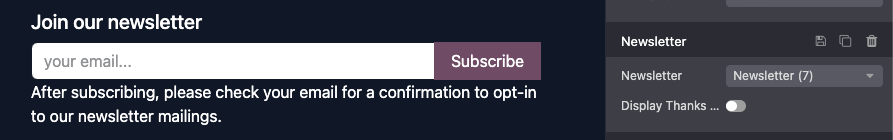 فرم ثبت نام خبرنامه در فوتر وب سایت.