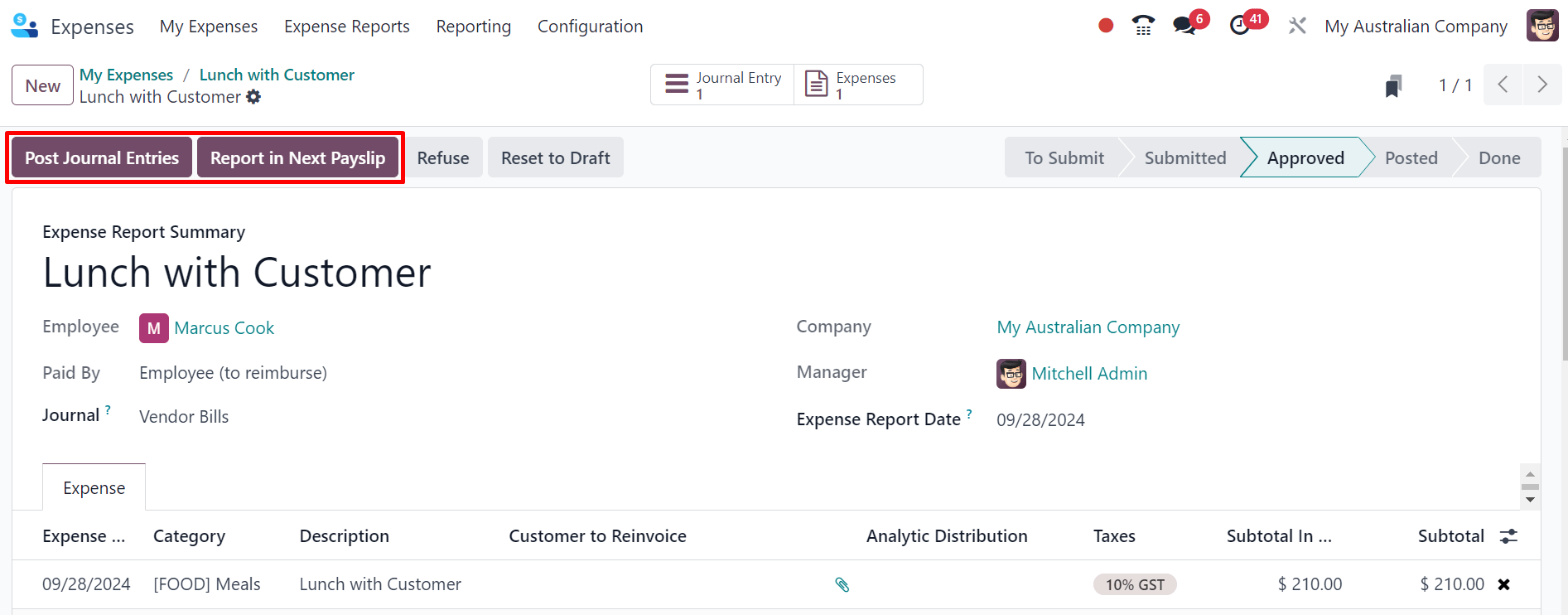 Two ways of reimbursing an expense.