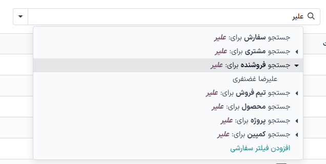 جستجوی مقدار مشخص در گزارش تحلیل فروش