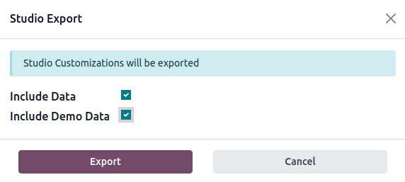 انتخاب اکسپورت داده‌ها و داده‌های دمو