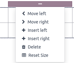 لیست گزینه‌های موجود برای ویرایش ساختار جدول.