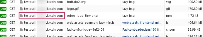 آدرس پایه CDN را می‌توان با استفاده از کارکرد inspect در وب سایت اودوو مشاهده کرد.