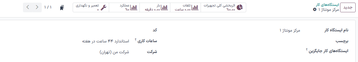 یک نمونه فرم مرکز کار پیکربندی شده کامل.