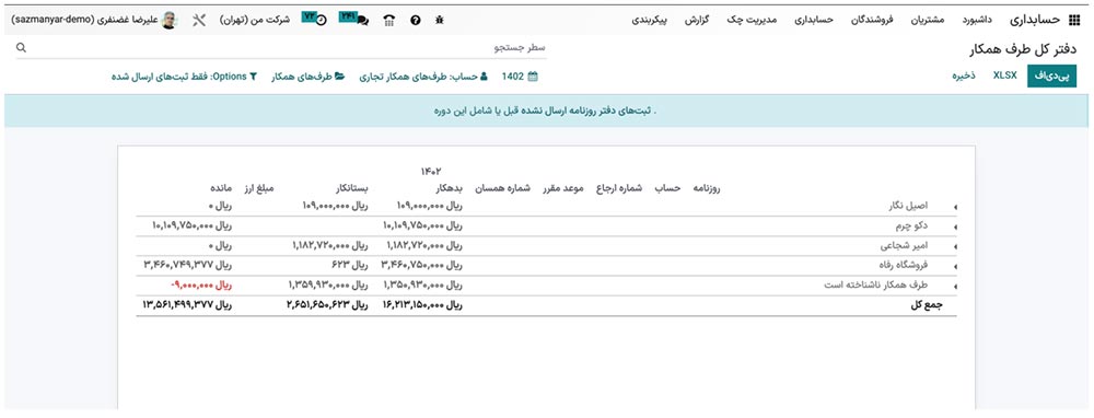 مبلغ بدهکار و بستانکار