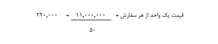 قیمت یک واحد از هر سفارش